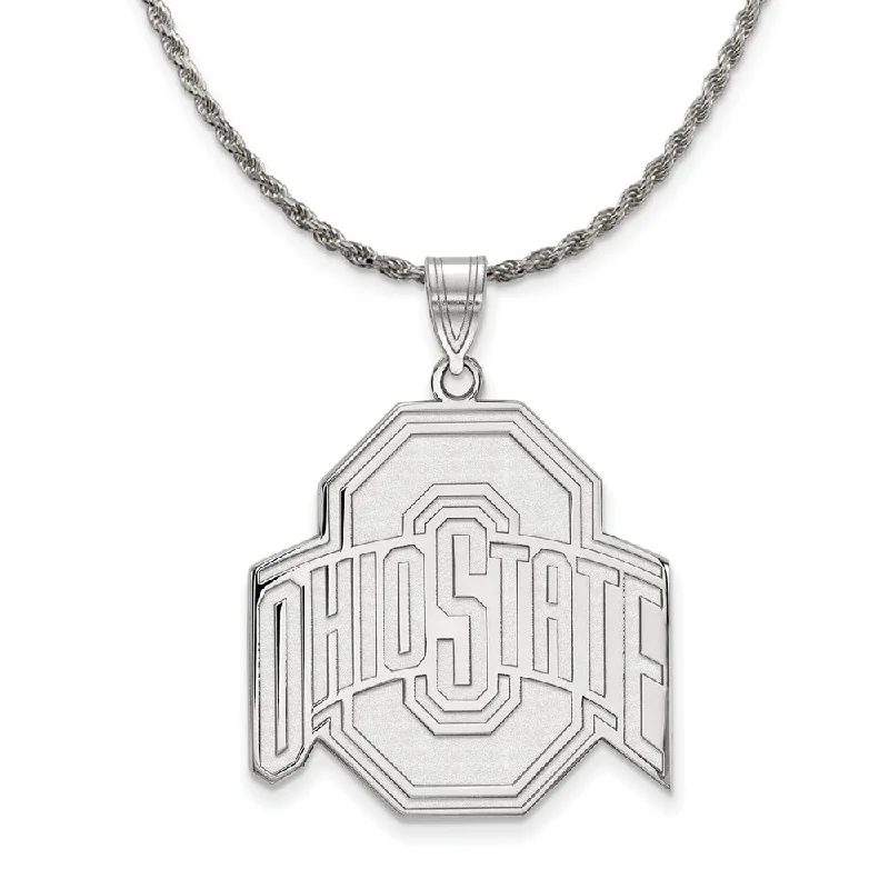 Sterling Silver Ohio State XL Logo Pendant Necklace