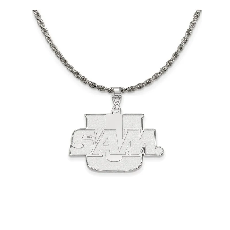 adjustable blaze necklace-Sculpted cut necklace-Sterling Silver Samford U. Lg 'U SAM' Pendant Necklace