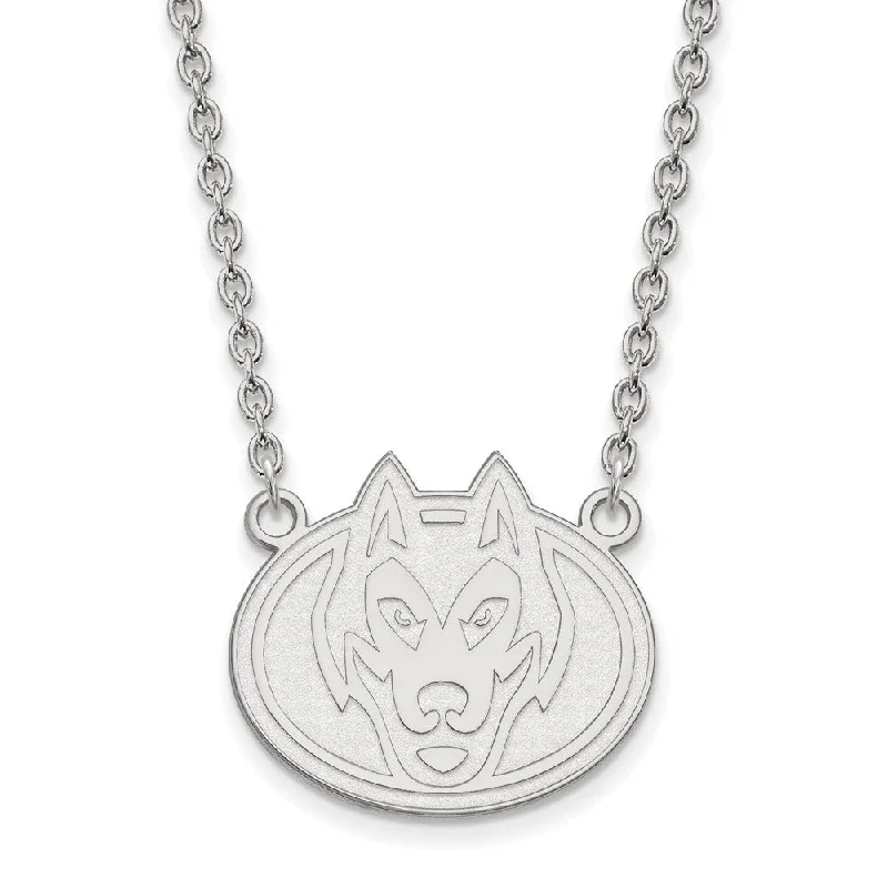 gothic-inspired tiger claw necklace-Buffed chain necklace-Sterling Silver St. Cloud State Large Mascot Pendant Necklace