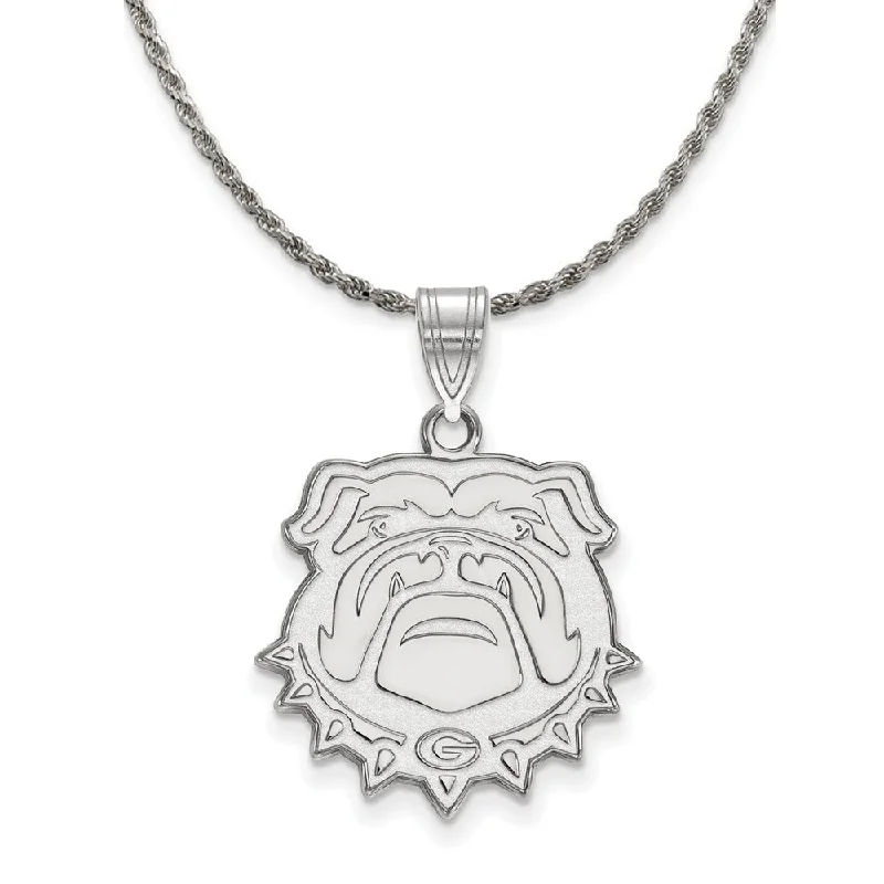 modern sculpted chain necklace-Ancient era necklace-Sterling Silver U. of Georgia Large Logo Necklace