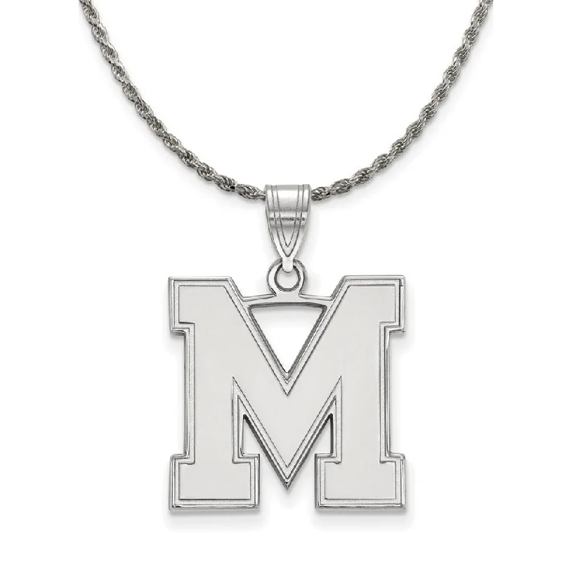 bold opal summit apex necklace-Braided design necklace-Sterling Silver U. of Memphis Large Initial M Necklace