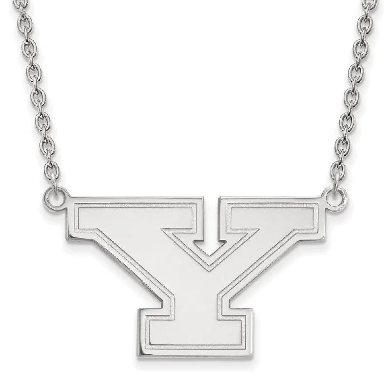 nature-themed summit apex necklace-Stream stone necklace-Sterling Silver Youngstown State Large Initial Y Necklace, 18 Inch