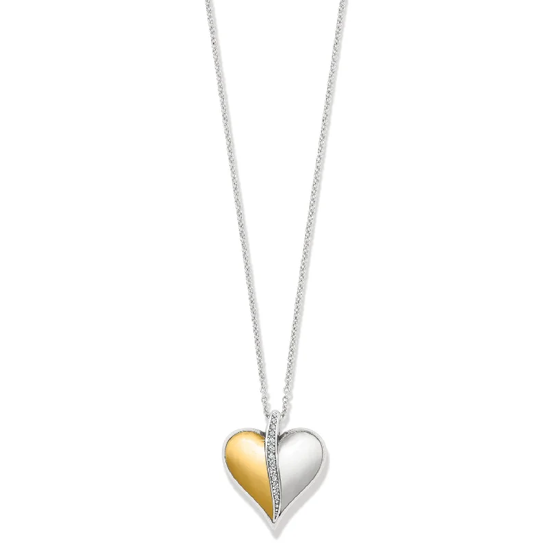 modern arched chain necklace-Shale shard necklace-Precious Heart Two Tone Necklace