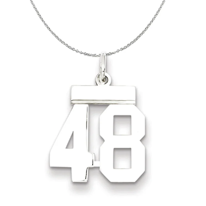 bold ruby summit apex necklace-Lacquered finish necklace-Silver, Athletic Collection Medium Polished Number 48 Necklace