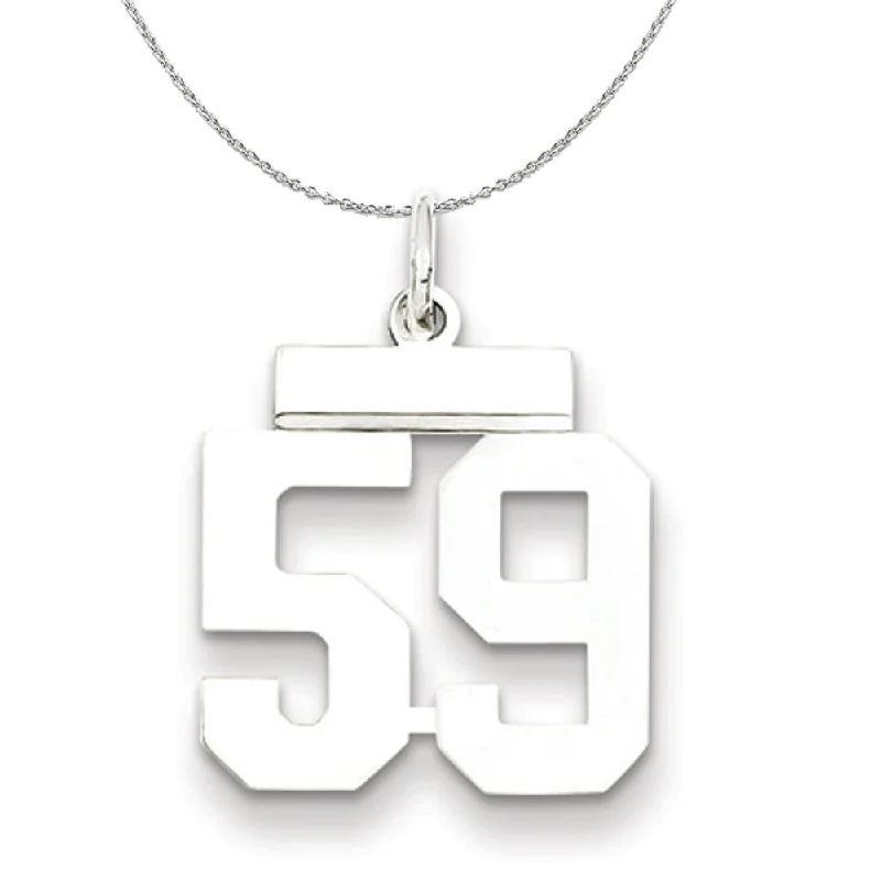 Silver, Athletic Collection, Small Polished Number 59 Necklace