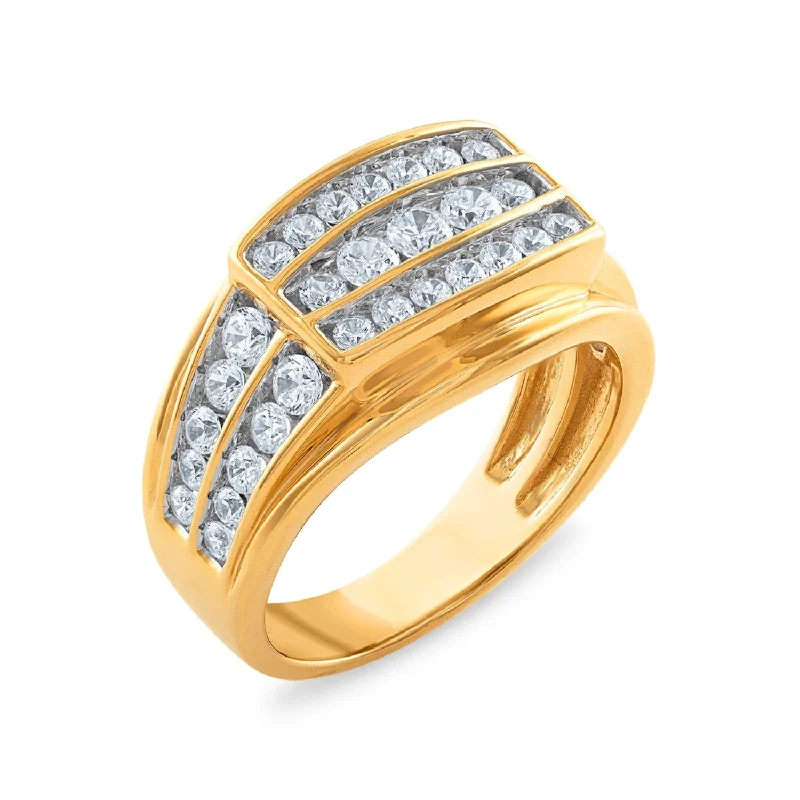 tarnished rose eternity ring-Drift stripe ring-1-1/2 CTW Diamond Ring in 10KT Yellow Gold