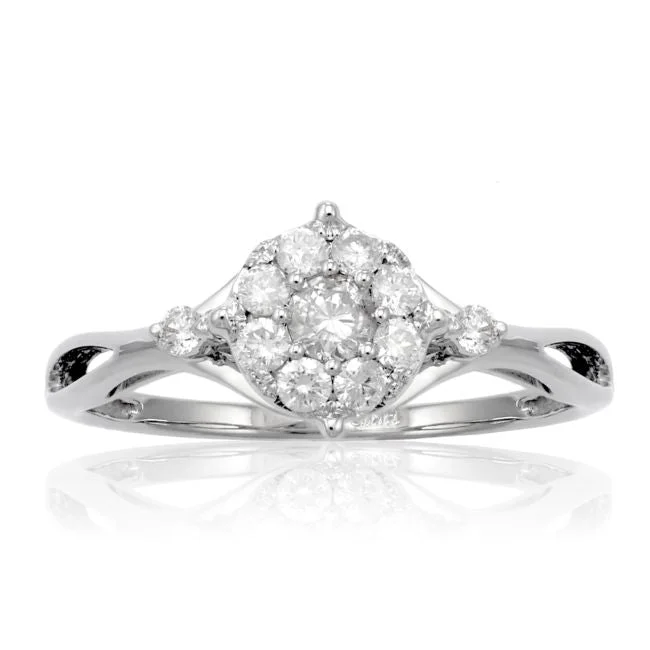 modern sleek crest apex ring-Velvet wrap ring-1/2 CTW Diamond Ring in 14KT White Gold