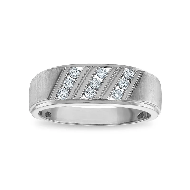 artisan-crafted titanium ring-Trailing vine ring-1/2 CTW Diamond Wedding Ring in 10KT White Gold