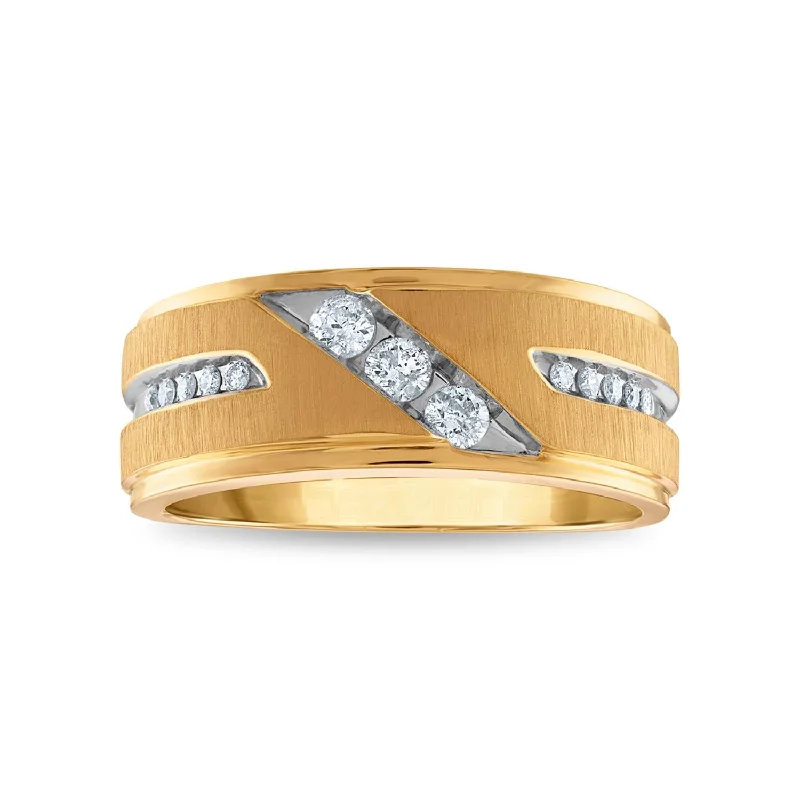 inscribed forever ring-Fossil shard ring-1/3 CTW Diamond Wedding Ring in 10KT Yellow Gold