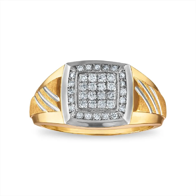 gothic-inspired tiger claw ring-Buffed band ring-1/4 CTW Diamond Ring in 10KT Yellow Gold