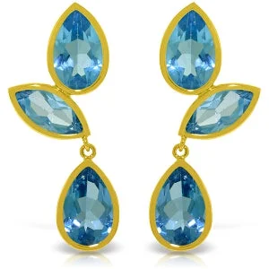 boho-inspired jade earrings-Swivel gem earrings-13 Carat 14K Solid Yellow Gold Alexandra Blue Topaz Earrings