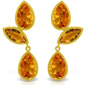 modern contoured drop earrings-Tucked seam earrings-13 Carat 14K Solid Yellow Gold Alexandra Citrine Earrings