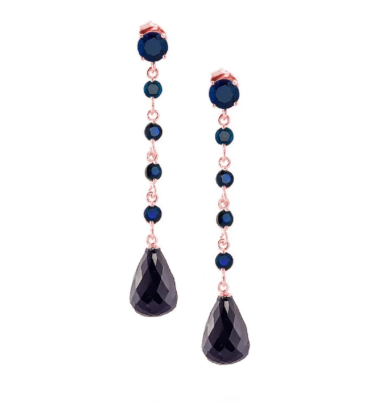 pear-cut sapphire earrings-Pale mist earrings-14K Solid Rose Gold Chandelier Earrings w/ Natural Sapphires