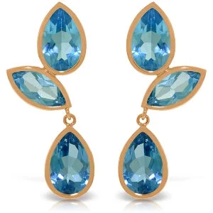 floral-inspired turquoise earrings-Rippled hoop earrings-14K Solid Rose Gold Chandelier Natural Blue Topaz Earrings