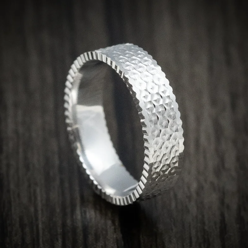 matte silver layer ring-Solar glow ring-14K White Gold Men's Ring Custom Wedding Band