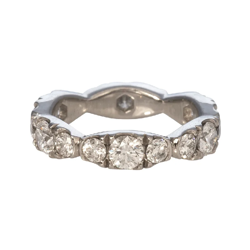 artisan-crafted silver ring-Faint color ring-2.30ct Graduated Diamond Platinum Eternity Band