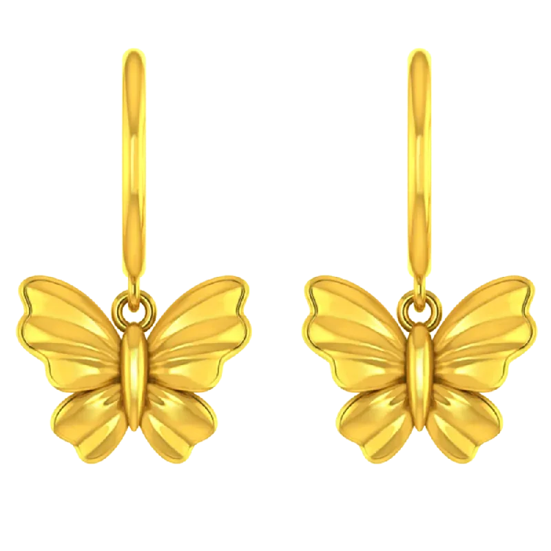 gothic-inspired falcon claw earrings-Birch wood earrings-22k Beautiful Gold Butterfly Earrings With Intricate Design