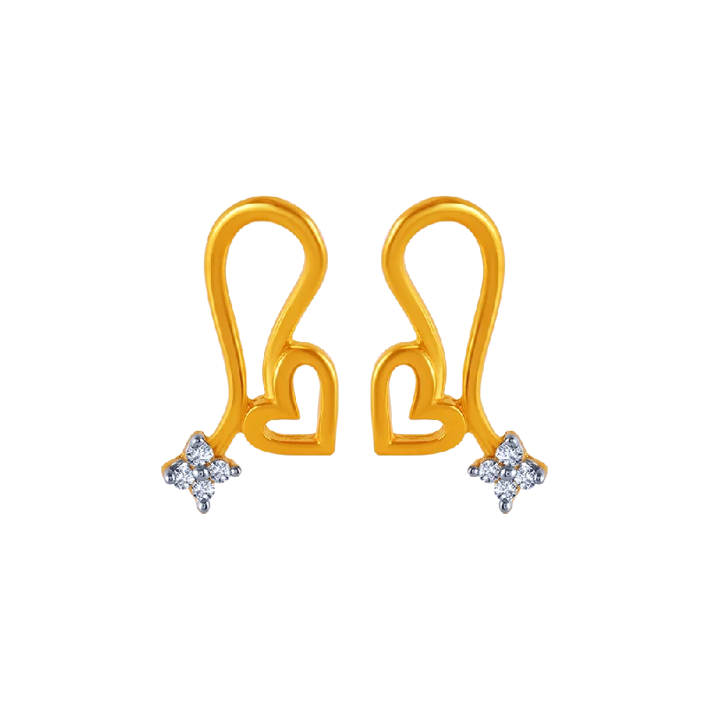 adjustable branch crest earrings-Curled alloy earrings-22k Heart Gold Earrings From Goldlites Collection