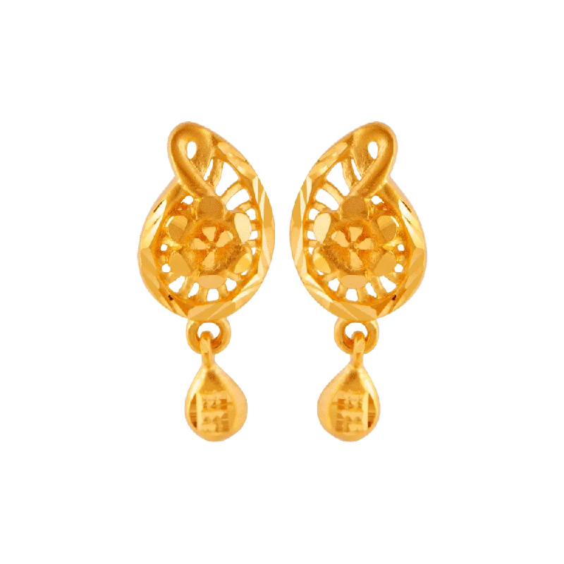 bold opal summit apex earrings-Braided design earrings-22KT (916) Yellow Gold Stud Earrings For Women