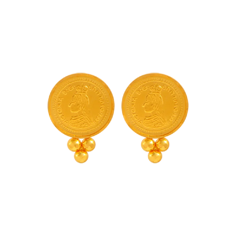 matte copper hoop earrings-Legacy crest earrings-22KT Yellow Gold Jhumki Earrings For Women