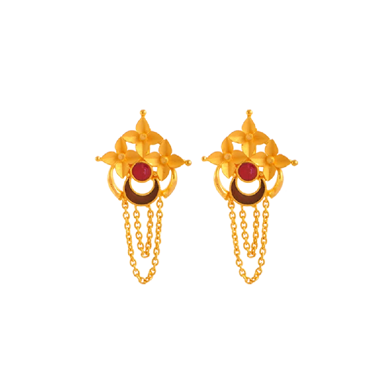 adjustable crest summit earrings-Spruce needle earrings-22KT Yellow Gold Jhumki Earrings For Women