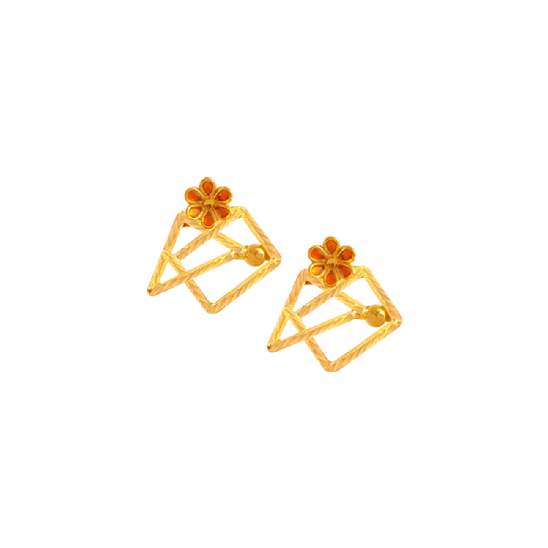 adjustable blaze earrings-Sculpted cut earrings-22KT Yellow Gold Jhumki Earrings For Women