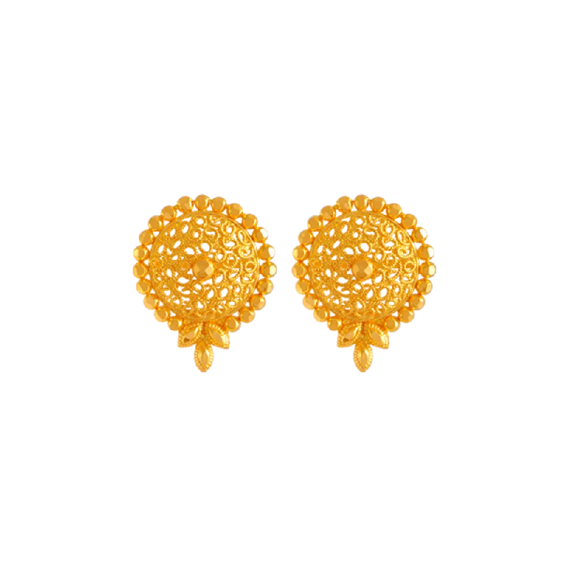 eleven-stone stud earrings-Nonagonal stone earrings-22KT Yellow Gold Jhumki Earrings For Women