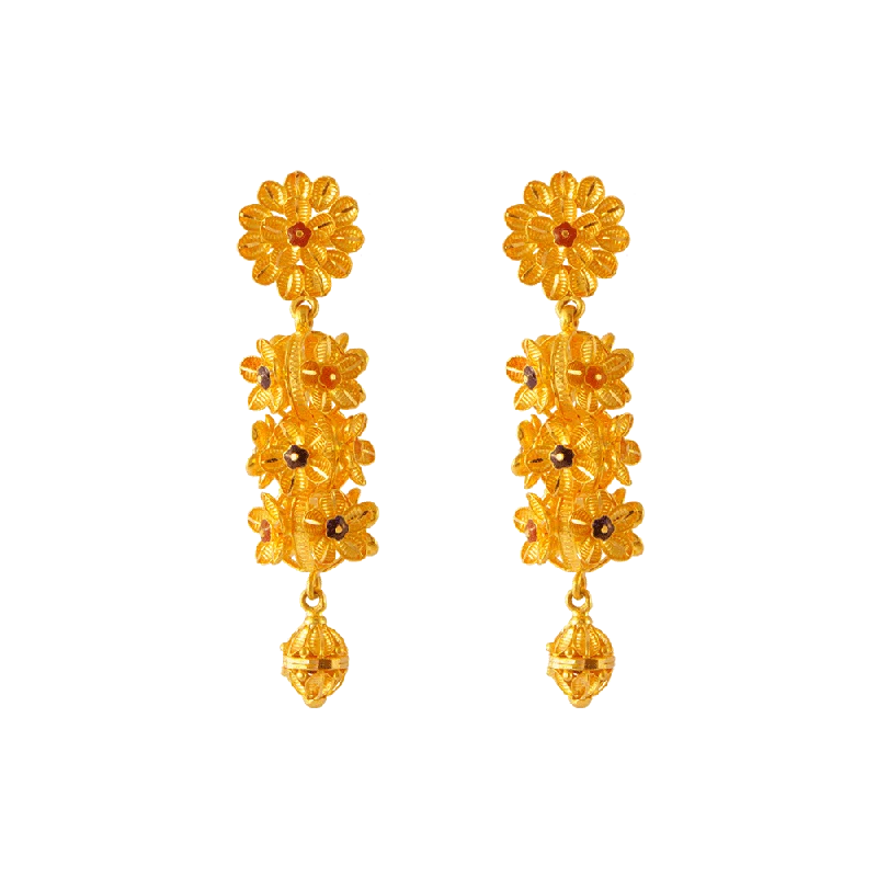 nature-themed branch ridge earrings-Woven twig earrings-22KT Yellow Gold Jhumki Earrings For Women