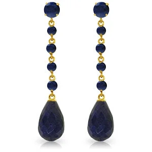 artisan-crafted jade earrings-Nebula drop earrings-31.6 Carat 14K Solid Yellow Gold New View Sapphire Earrings