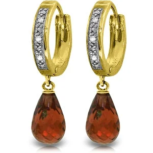 floral-inspired peridot earrings-Baroque twist earrings-4.54 Carat 14K Solid Yellow Gold Tres Chic Garnet Diamond Earrings