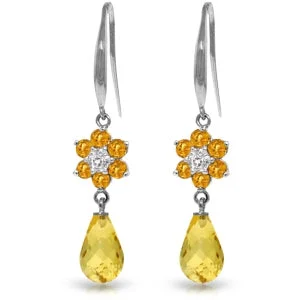 artisan-crafted jade earrings-Nebula drop earrings-5.51 Carat 14K Solid White Gold You Transform Me Citrine Diamond Earrings