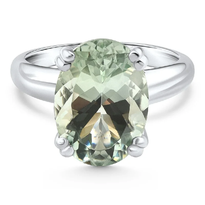 minimalist apex ridge ring-Classic style ring-5Ct Green Amethyst Oval Ring Gold