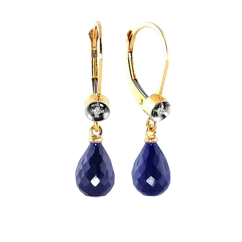 vintage-inspired sapphire earrings-Mixed texture earrings-6.63 Carat 14K Solid Yellow Gold Femme Sapphire Diamond Earrings