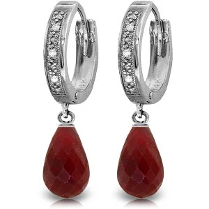 inscribed tradition drop earrings-Bamboo hoop earrings-6.64 Carat 14K Solid White Gold Forefront Ruby Diamond Earrings