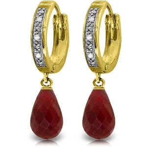 raw amethyst accent earrings-Jagged edge earrings-6.64 Carat 14K Solid Yellow Gold Tres Chic Ruby Diamond Earrings