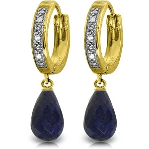 modern arched drop earrings-Shale shard earrings-6.64 Carat 14K Solid Yellow Gold Tres Chic Sapphire Diamond Earrings