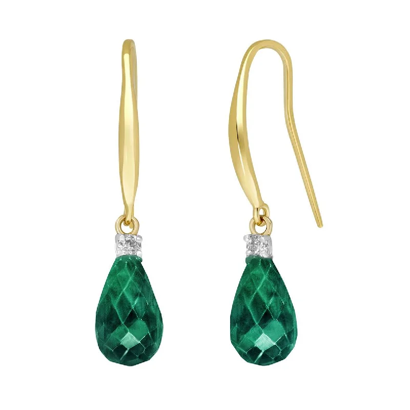 modern arched drop earrings-Shale shard earrings-6.7 Carat 14K Solid Yellow Gold Joya Emerald Diamond Earrings