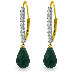 matte gold spiral earrings-Eleven-stone earrings-6.9 Carat 14K Solid Yellow Gold Louiseanne Emerald Diamond Earrings