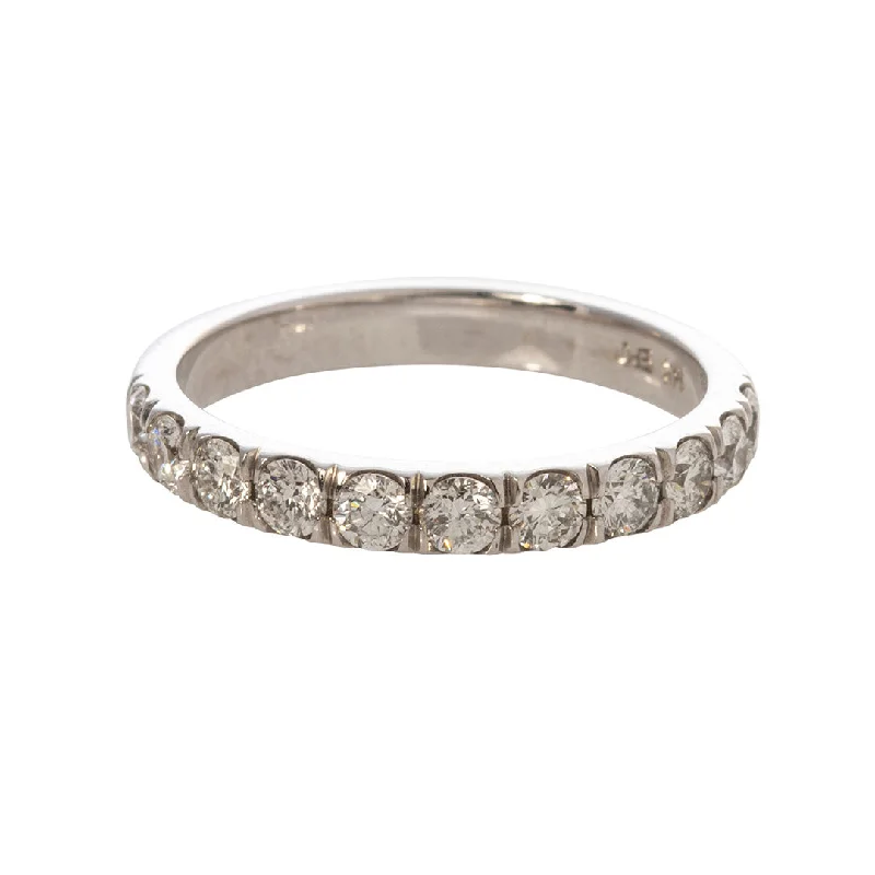 bohemian totem ring-Ridge set ring-.67ct Diamond Pavé 14K White Gold Halfway Band