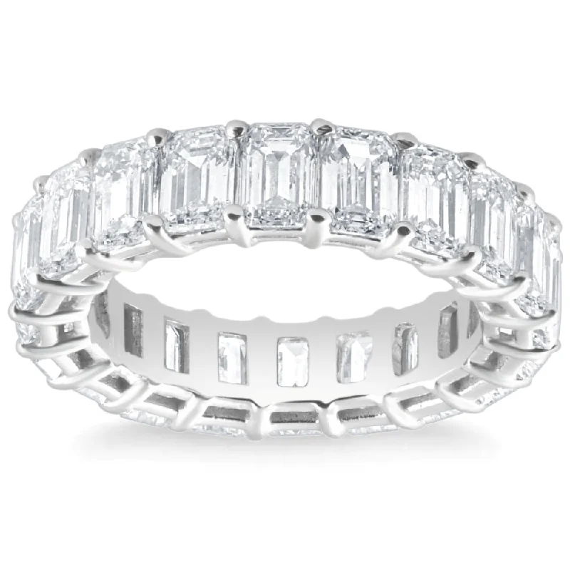 inscribed heritage ring-Paired stone ring-6Ct Emerald Cut Diamond Eternity Ring Lab Grown 14k White or Yellow Gold