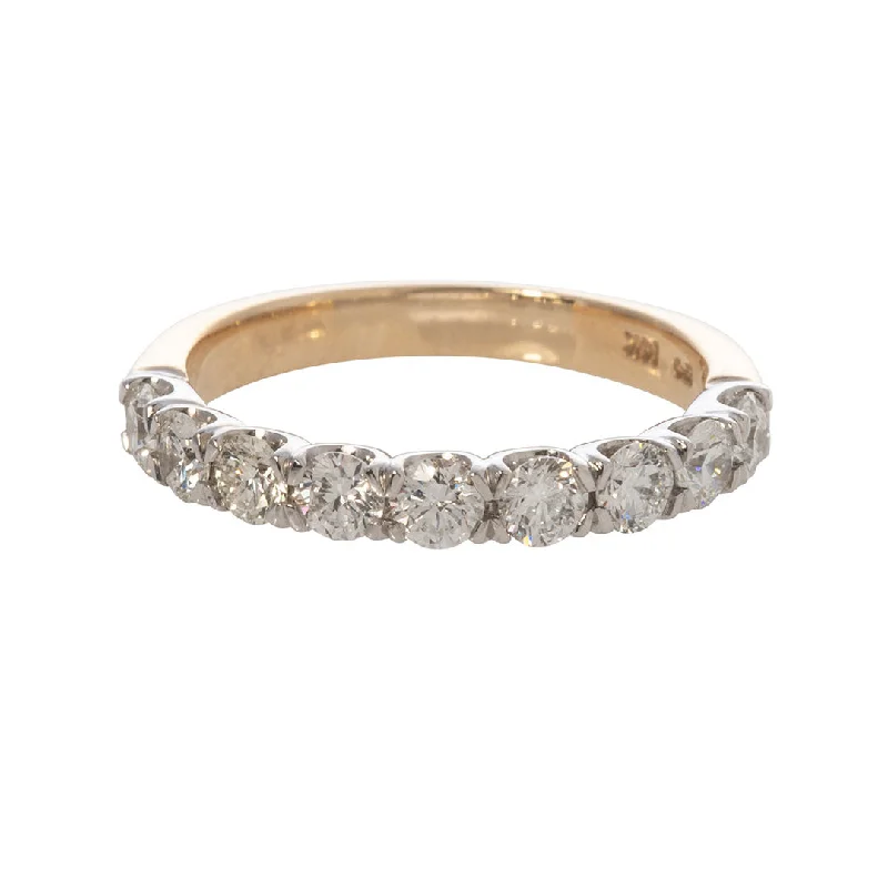 minimalist ridge apex ring-Charcoal gray ring-.86ct Diamond Pavé 14K Two Tone Gold Halfway Band