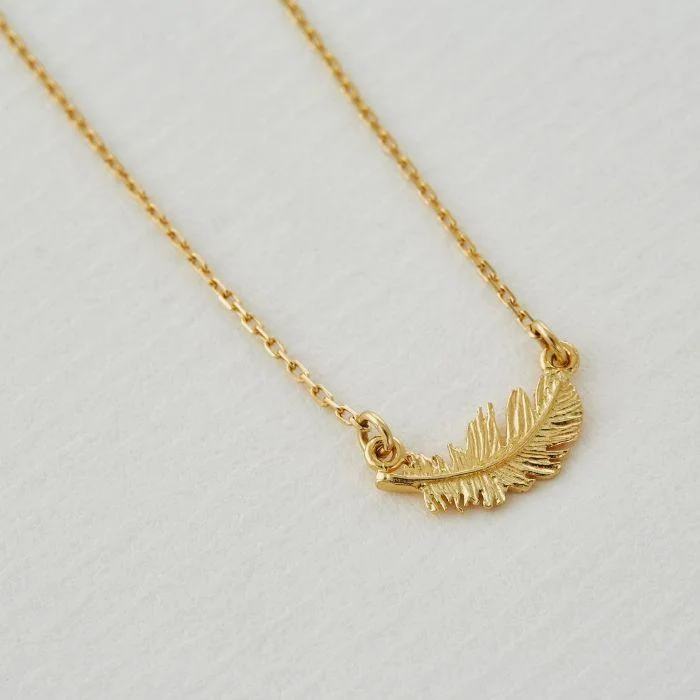 modern sleek stellar necklace-Meadow grass necklace-Alex Monroe In-Line Plume Feather Necklace - 18ct Gold