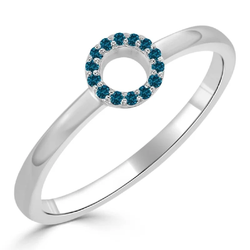 minimalist curve summit ring-Wavy edge ring-Auriya 10k Gold 0.06ctw Petite Circle-shaped Blue Diamond Ring