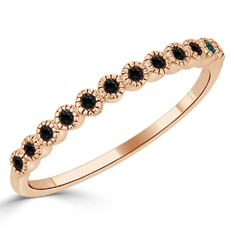 modern arched band ring-Shale shard ring-Auriya 10k Gold 1/6ctw Petite Stackable Ultra-thin Black Diamond Ring