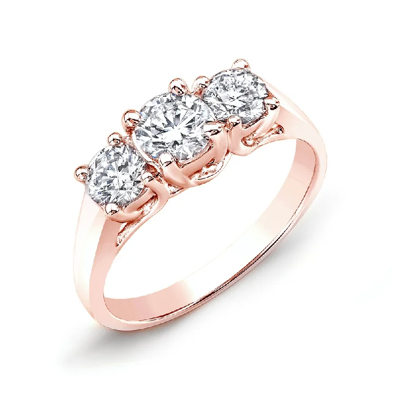 minimalist arc apex ring-Cloud drop ring-Auriya 14k Rose Gold 2ctw 3-Stone Diamond Engagement Ring