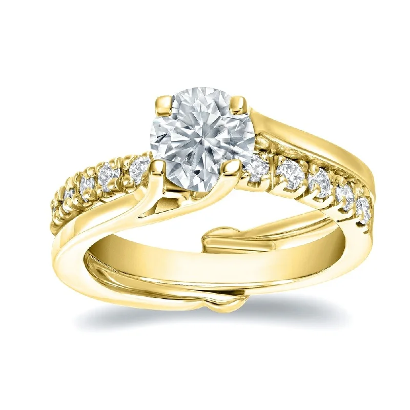 minimalist apex ridge ring-Classic style ring-Auriya 18k Gold 1 3/4ctw Insert Solitaire Diamond Engagement Ring Set (D, VS2)