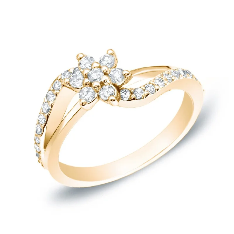 minimalist slope summit ring-Alder sprig ring-Auriya Daisy Split Shank 1/2ct TDW Split Shank Diamond Ring 14K Gold