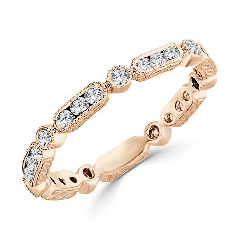 minimalist peak apex ring-Art deco style ring-Auriya Petite Vintage Stackable Diamond Wedding Band 1/10ct TDW 10K Gold