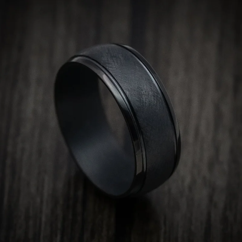 minimalist ridge apex ring-Charcoal gray ring-Black Tantalum Band with Distressed Finish Custom Made Men's Ring