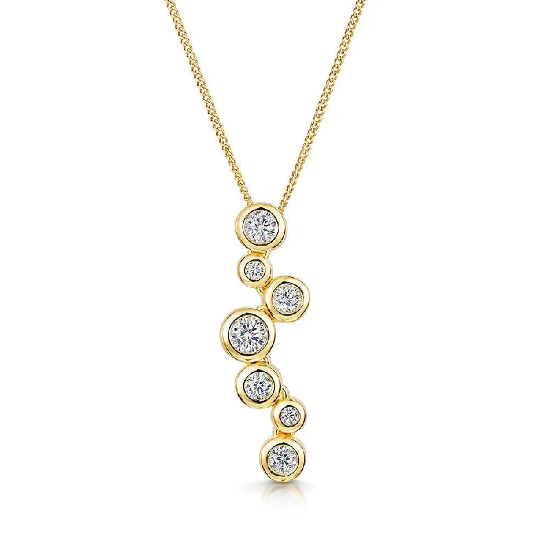 bohemian ridge apex necklace-Symbol code necklace-Bubble Pendant With Seven Cubic Zirconia Stones